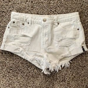 Impressions White Ripped Short Shorts